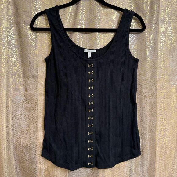 Maurices Black Hook & Eye Ribbed Cotton Tank Top Small NWT - Picture 1 of 5